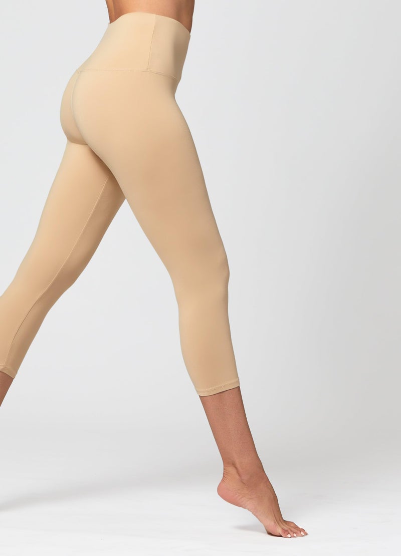 Conceited Capri Leggings for Women - Soft - High Waist Tummy Control - Essential - Regular and Plus Size - Beige Nude - Small - Medium - Image 5